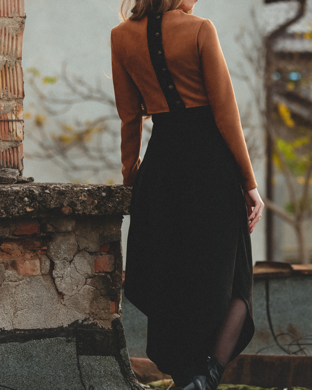 Ava Crop - Black/Mocha Vegan Leather