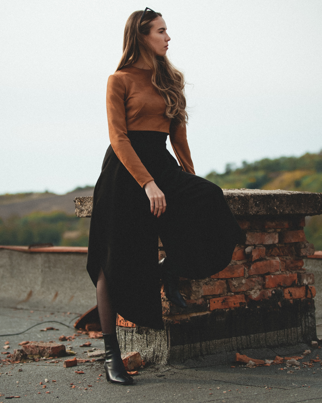 Ava Crop - Black/Mocha Vegan Leather