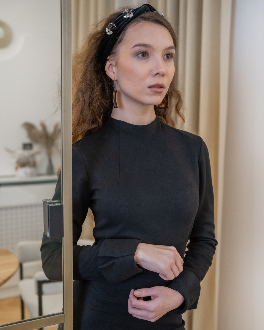 Agatha Dress - Black/Tobacco Vegan Leather