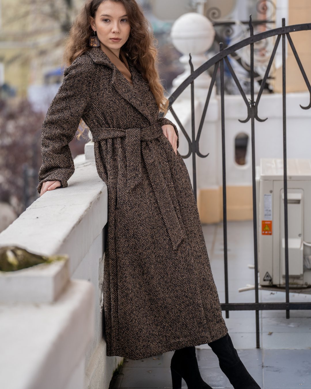 Brown Herringbone Coat