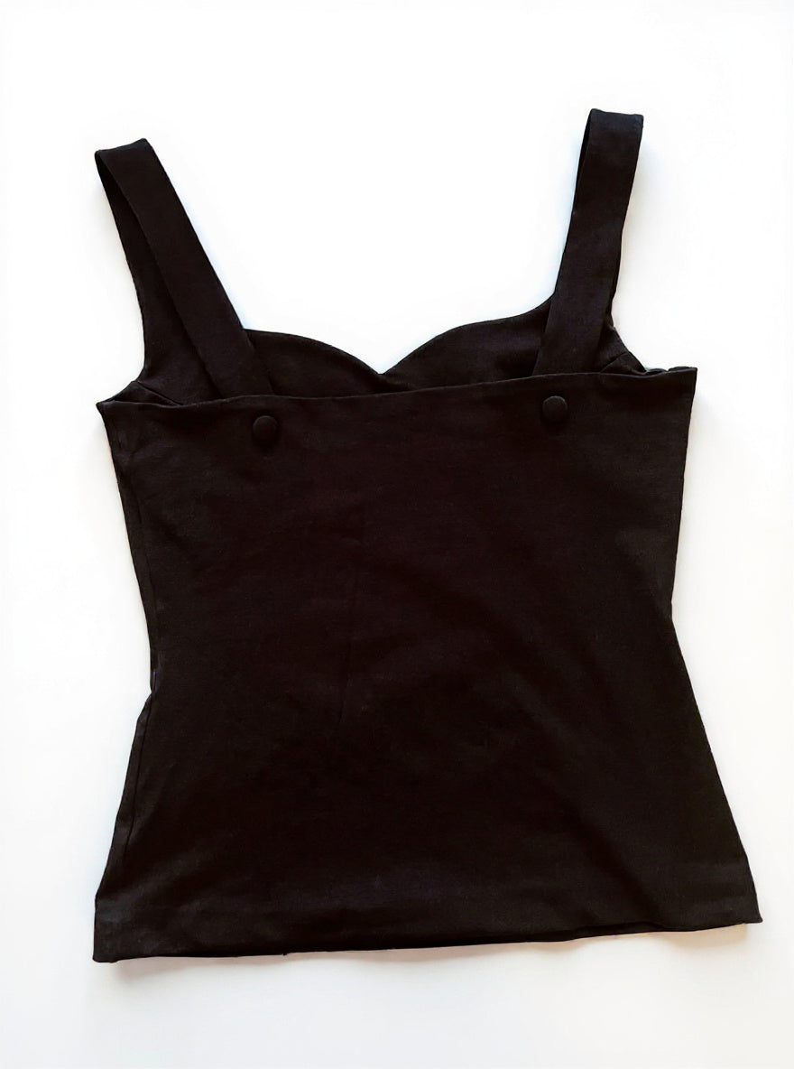 Sweatheart Tank Top - Black Cotton Jersey