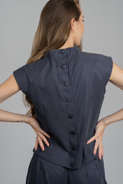 Lil Top - Navy Vegan Silk