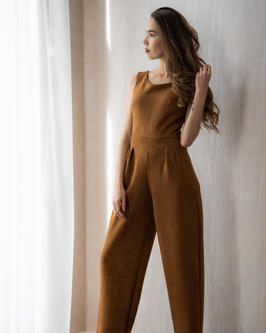 Tena Jumpsuit - Tobacco Vegan Leather
