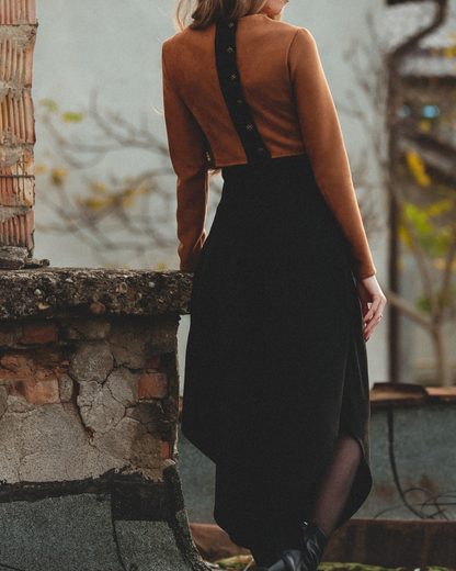 Ava Crop - Black/Mocha Vegan Leather