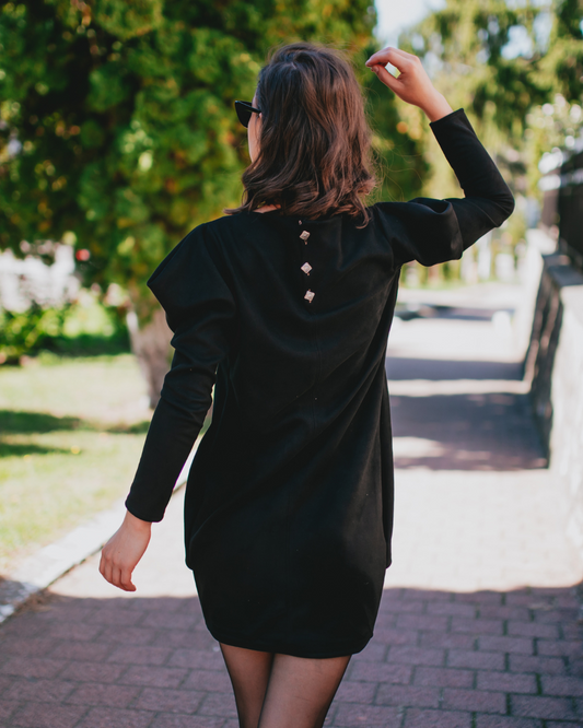 Bishop Dress - Black Vegan Leather