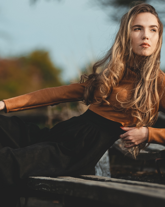 Ava Crop - Black/Mocha Vegan Leather