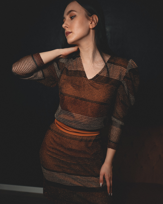 Leg o'Mutton Dress - Lace with Cotton & Natural Silk