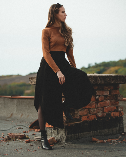 Ava Crop - Black/Mocha Vegan Leather