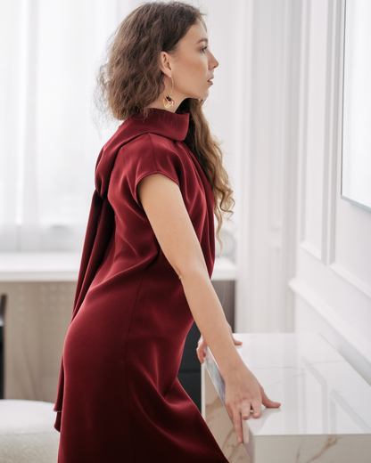 Nadine Dress - Burgundy Viscose