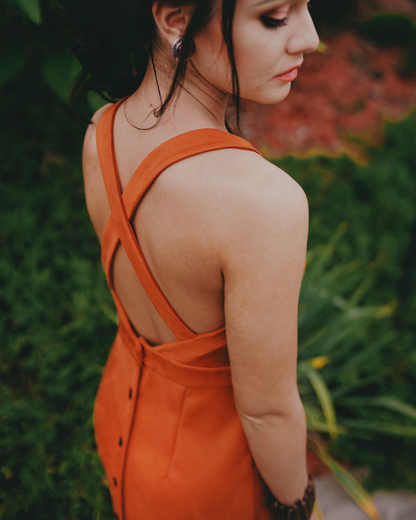 Dinah Dress - Cognac Vegan Leather