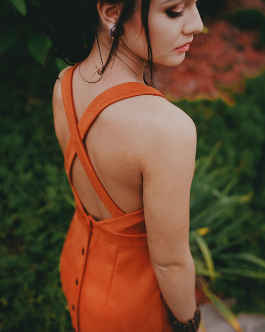 Dinah Dress - Cognac Vegan Leather
