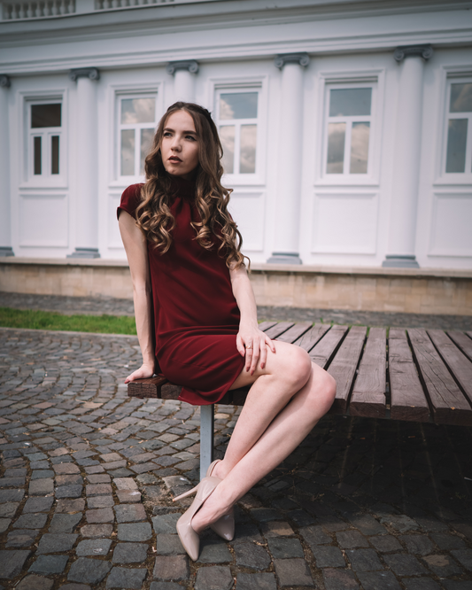 Nadine Dress - Burgundy Viscose
