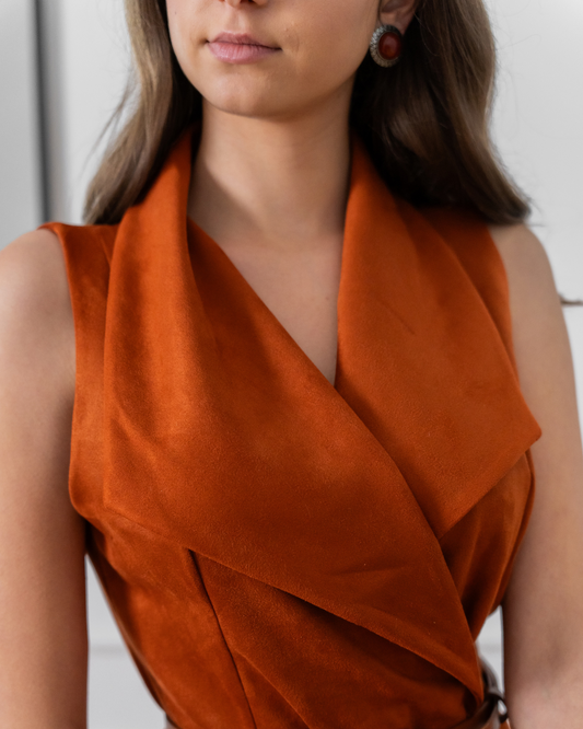 Inès Dress - Cognac Vegan Leather