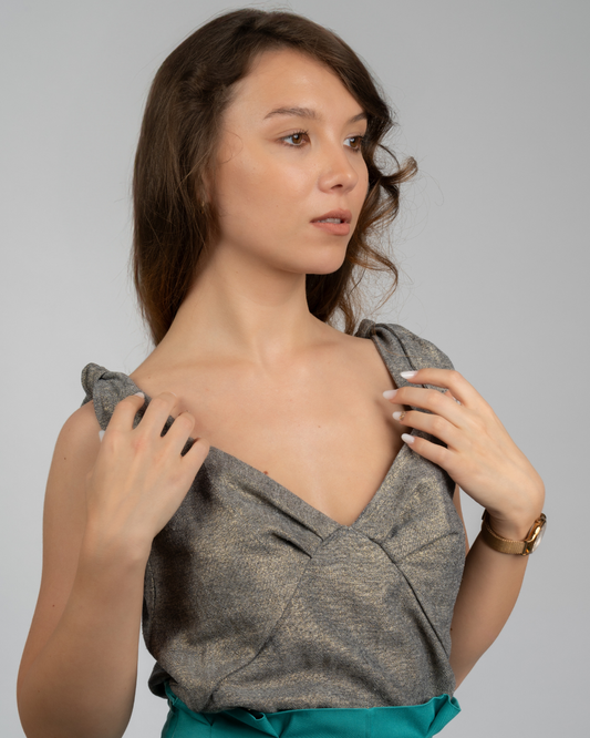 Nina Top - Golden Grey Linen Viscose