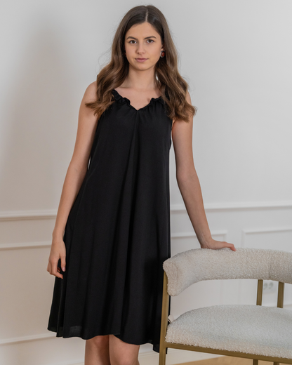 Lia Dress - Black Viscose