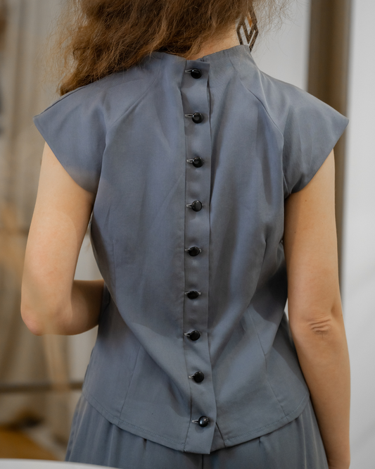 Lil Top - Pigeon Blue Vegan Silk