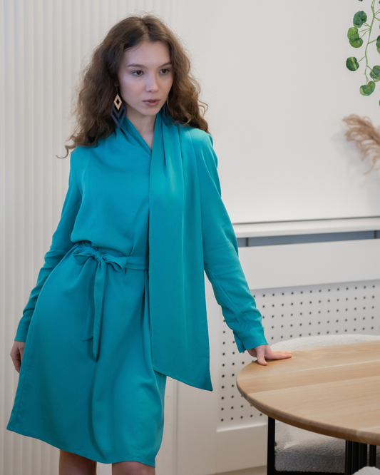 Sage Dress - Turquoise Viscose